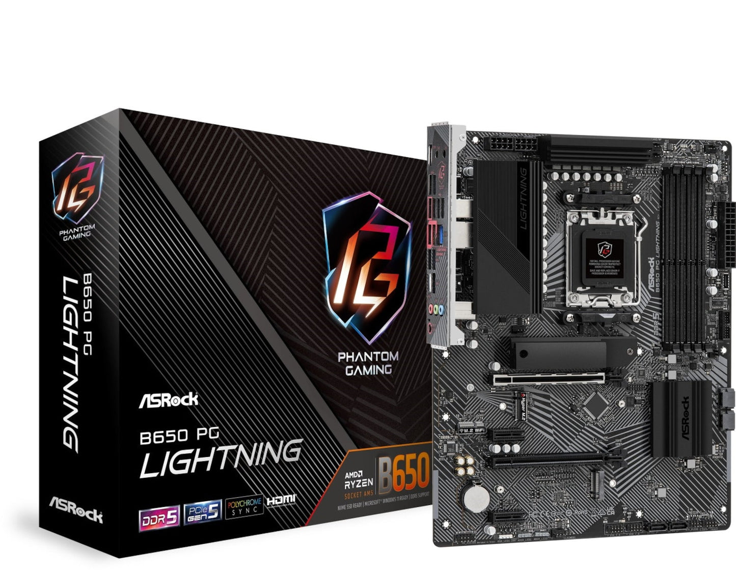 ASRock B650 PG Lightning - AMD - Sockel AM5 - DDR5 - SDRAM - 128 GB - DIMM - Zweikanalig - Mainboard