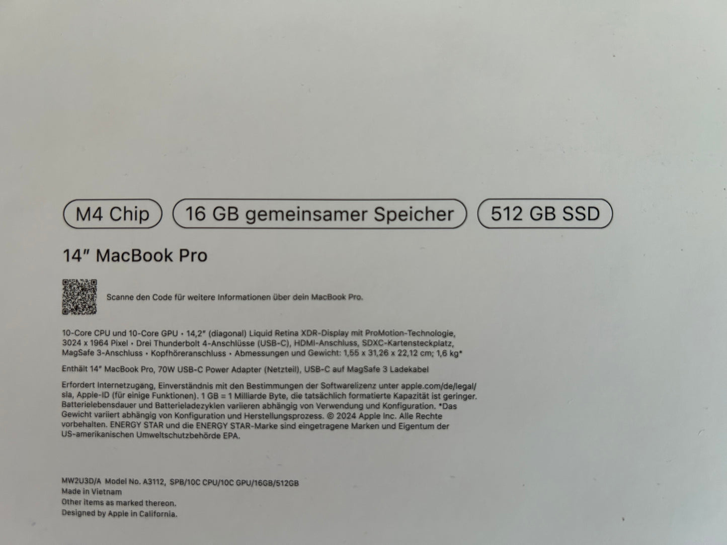 Apple MacBook Pro 14.2", Space Black, M4 - 10 Core CPU / 10 Core GPU, 16GB RAM, 512GB SSD