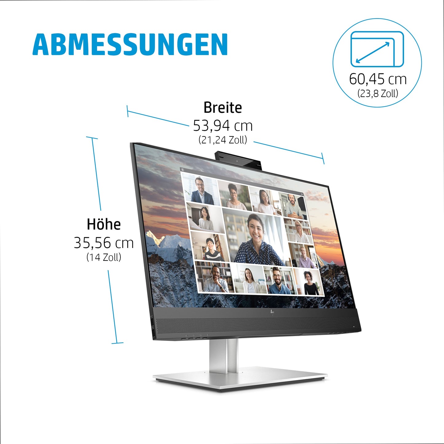 HP E24m G4 FHD USB - C Conferencing Monitor - 60,5 cm (23.8") - 1920 x 1080 Pixel - Full HD - LCD - 5 ms - Schwarz - Monitor