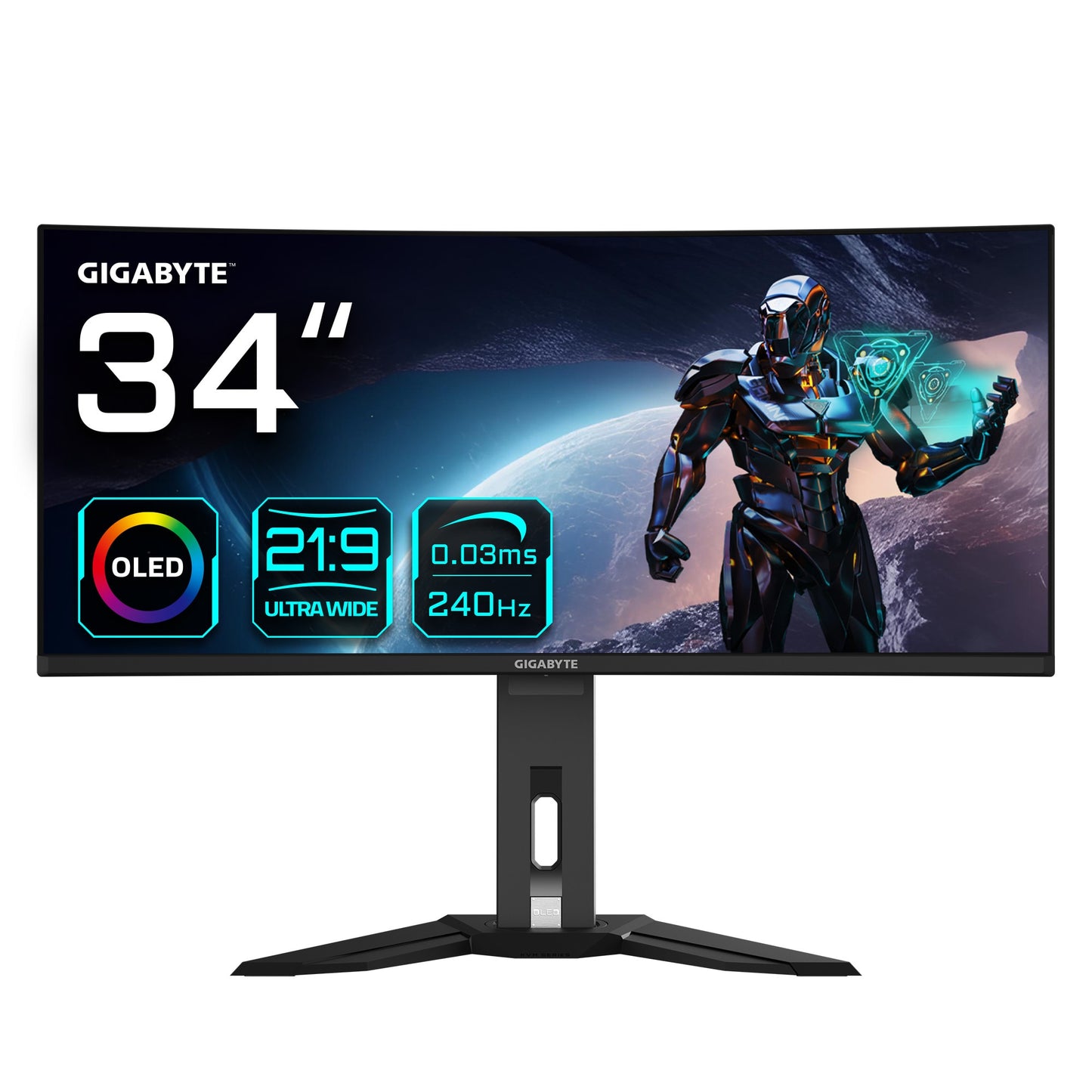 GigaByte - MO34WQC2 , schwarz, WQHD, QD-OLED, Curved, USB-C, 240Hz Panel) - Monitor