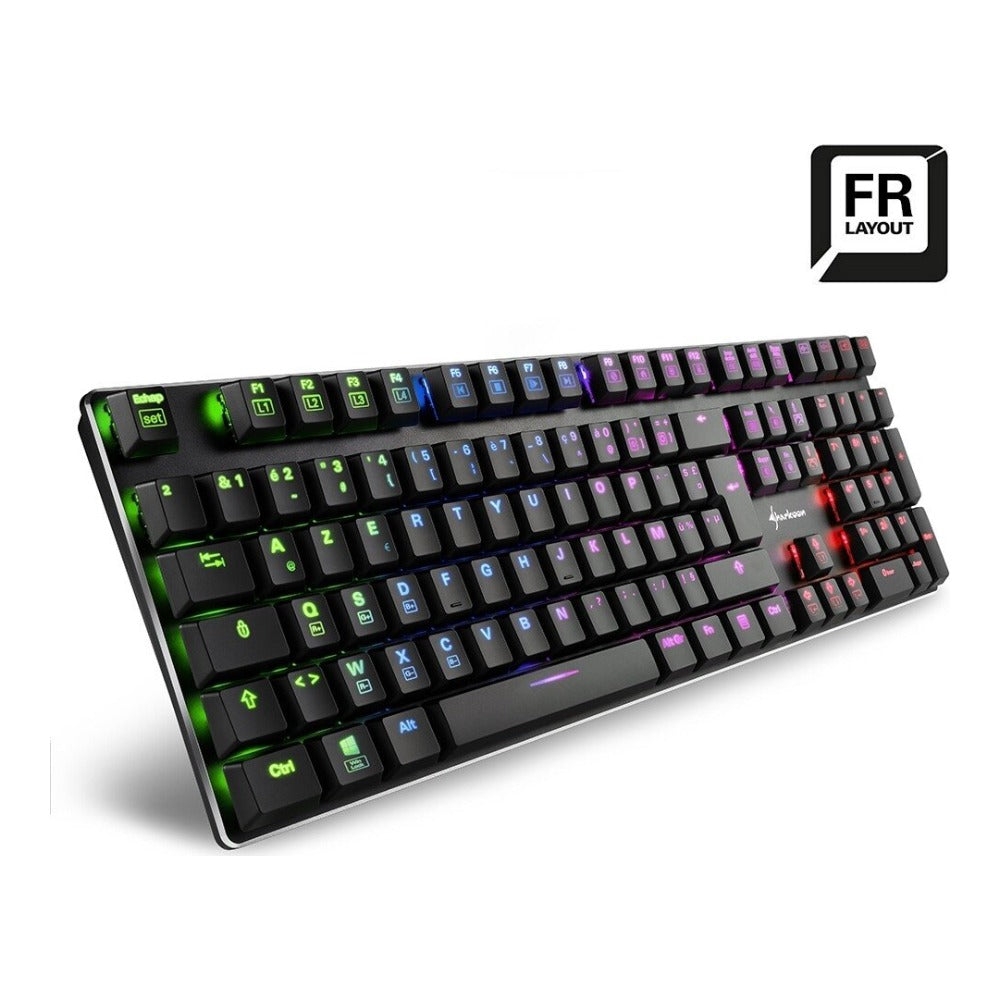 Sharkoon PureWriter RGB - Kabelgebunden - USB - Mechanischer Switch - AZERTY - RGB - LED - Schwarz - Tastatur