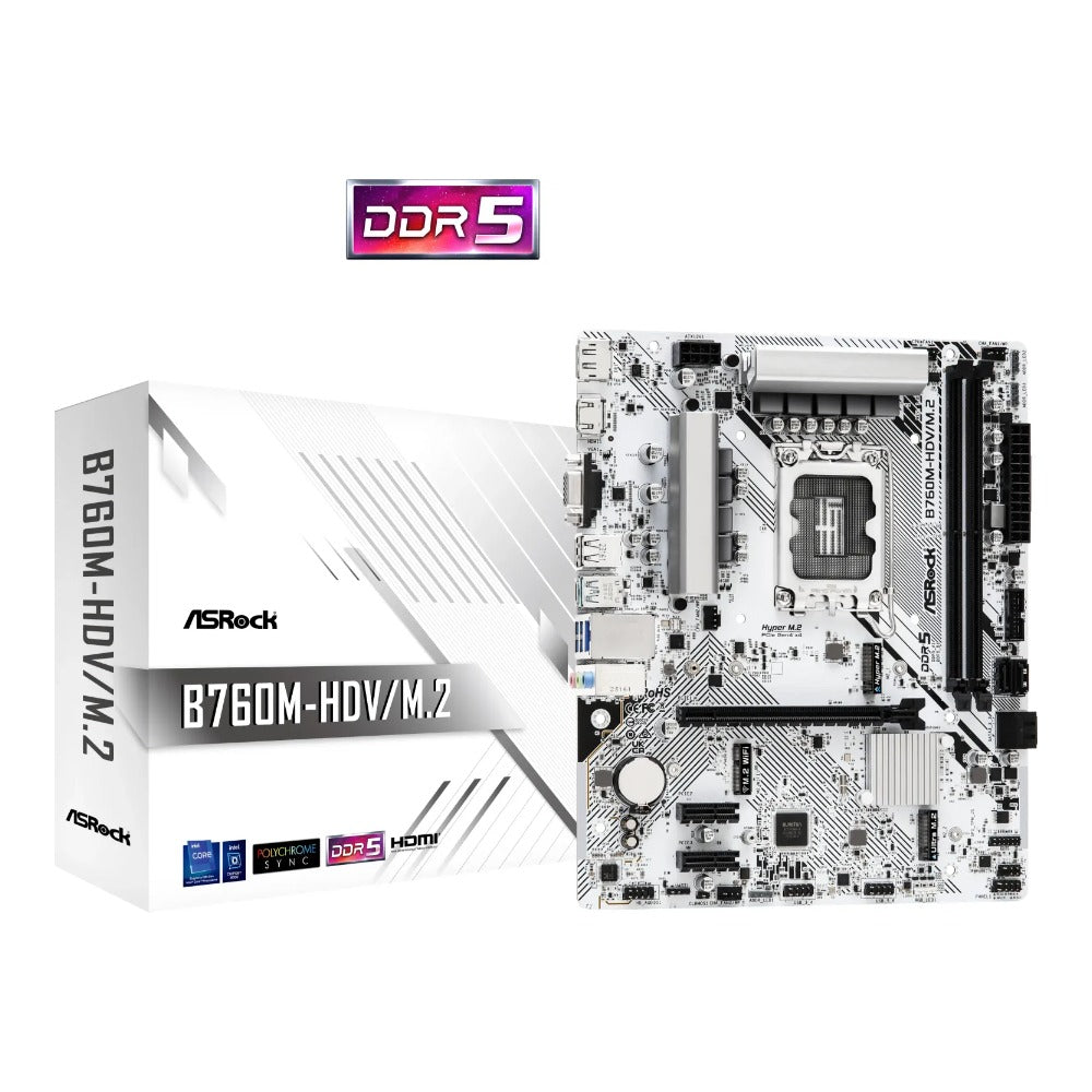 ASRock B760M - H/M.2 - Intel - LGA 1700 - Intel® Core™ i3 - Intel® Core™ i5 - Intel® Core™ i7 - Intel® Core™ i9 - DDR5 - SDRAM - 96 GB - DIMM - Mainboard