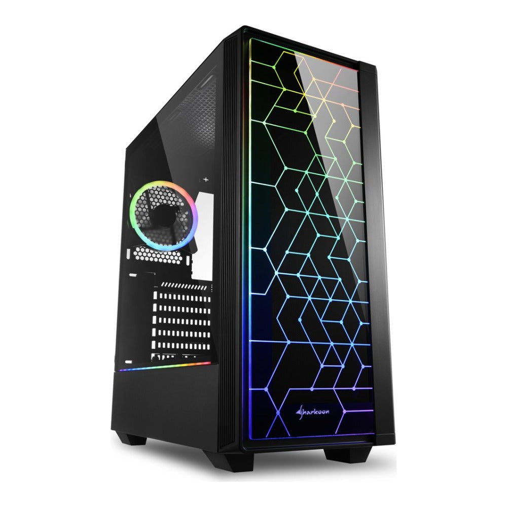 Sharkoon RGB LIT 100 - Midi Tower - PC - Schwarz - ATX - micro ATX - Mini - ITX - Blau - Grün - Rot - Taschenlüfter - Vorderseite - Gehäuse