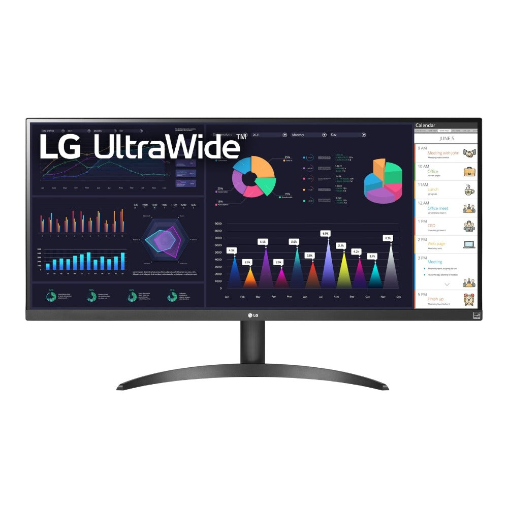 LG Electronics - 34WQ500-B , schwarz, UW-FullHD, IPS, HDR, AMD Free-Sync, 100Hz Panel) - Monitor