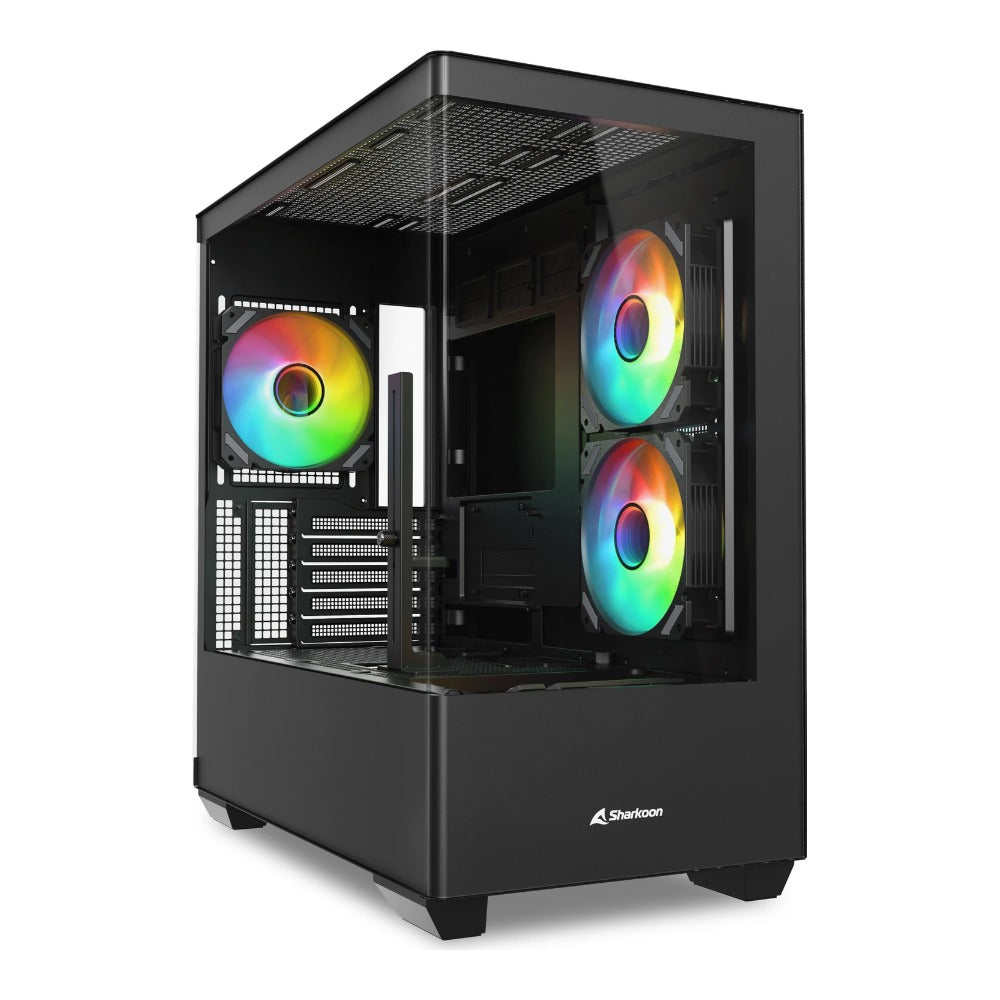 Sharkoon Elite Shark CM100 schwarz Tempered Glass x 2 - Gehäuse