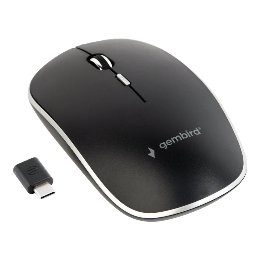Gembird MUSW - 4BSC - 01 - Beidhändig - Optisch - RF Wireless + USB Type - C - 1600 DPI - Schwarz - Maus