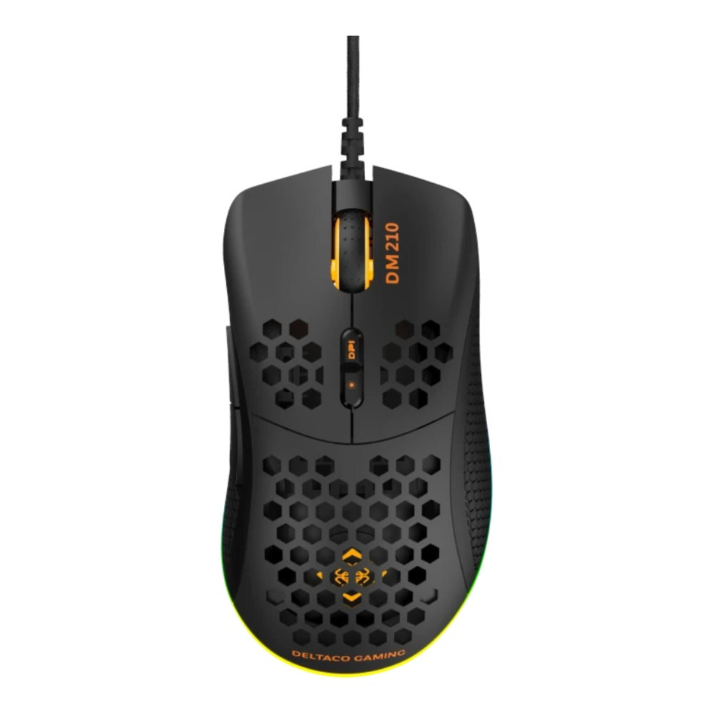 Deltaco DM210 - rechts - USB Typ - A - 6400 DPI - Schwarz - Maus