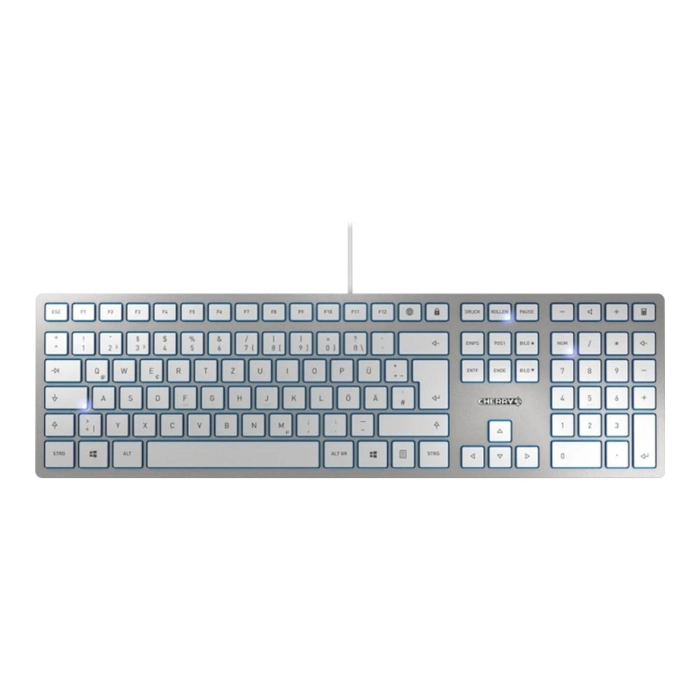 Cherry KC 6000 SLIM - Volle Größe (100%) - Kabelgebunden - USB - QWERTY - Silber - Weiß - Tastatur