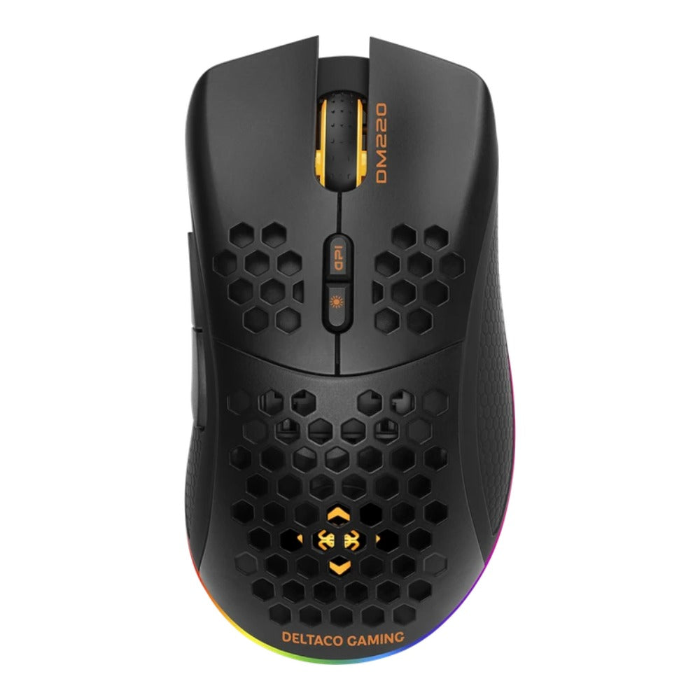 Deltaco GAM - 120 - rechts - Optisch - RF Wireless + USB Type - A - 6400 DPI - Schwarz - Maus