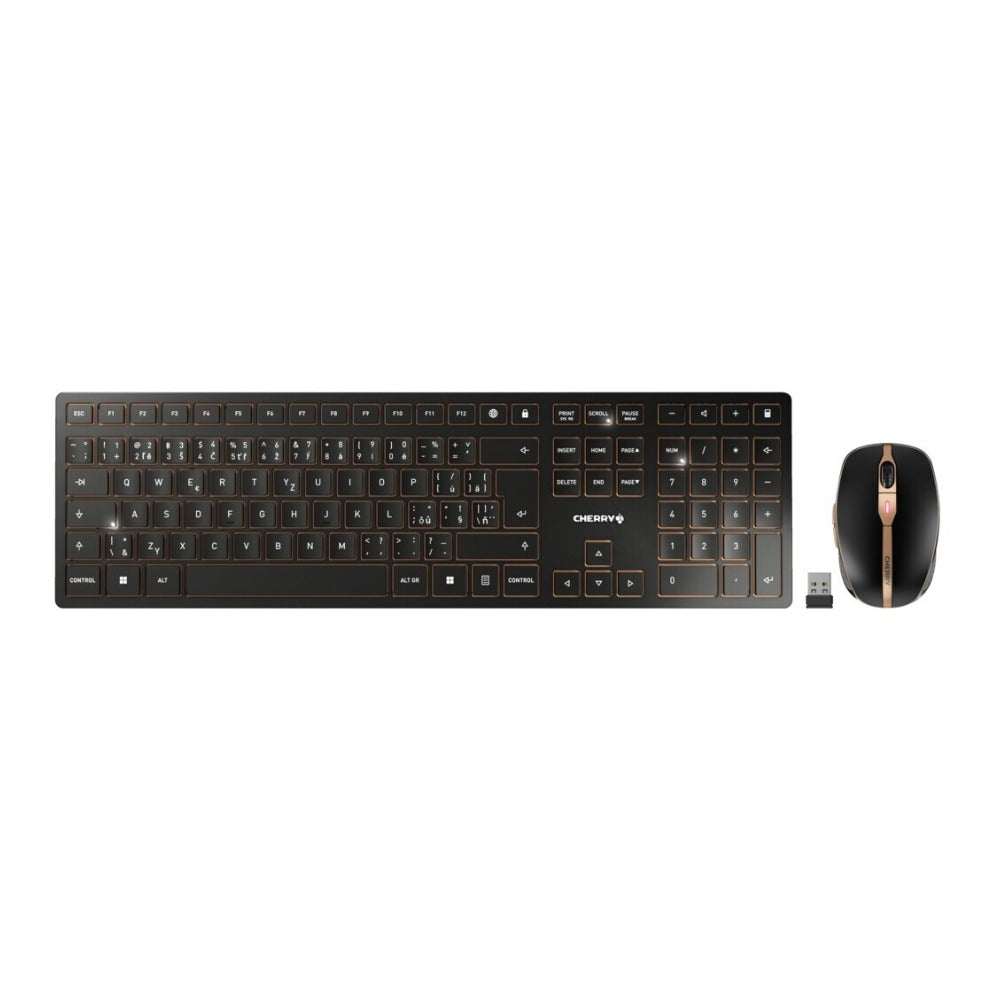 Cherry DW 9100 SLIM - Kabellos - RF Wireless + Bluetooth - Schwarz - Maus enthalten - Tastatur