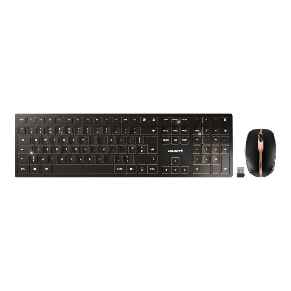 Cherry DW 9100 SLIM - Kabellos - RF Wireless + Bluetooth - QWERTY - Schwarz - Maus enthalten - Tastatur