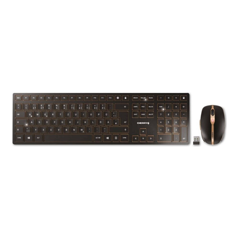 Cherry DW 9100 SLIM - Kabellos - RF Wireless + Bluetooth - QWERTZ - Schwarz - Maus enthalten - Tastatur