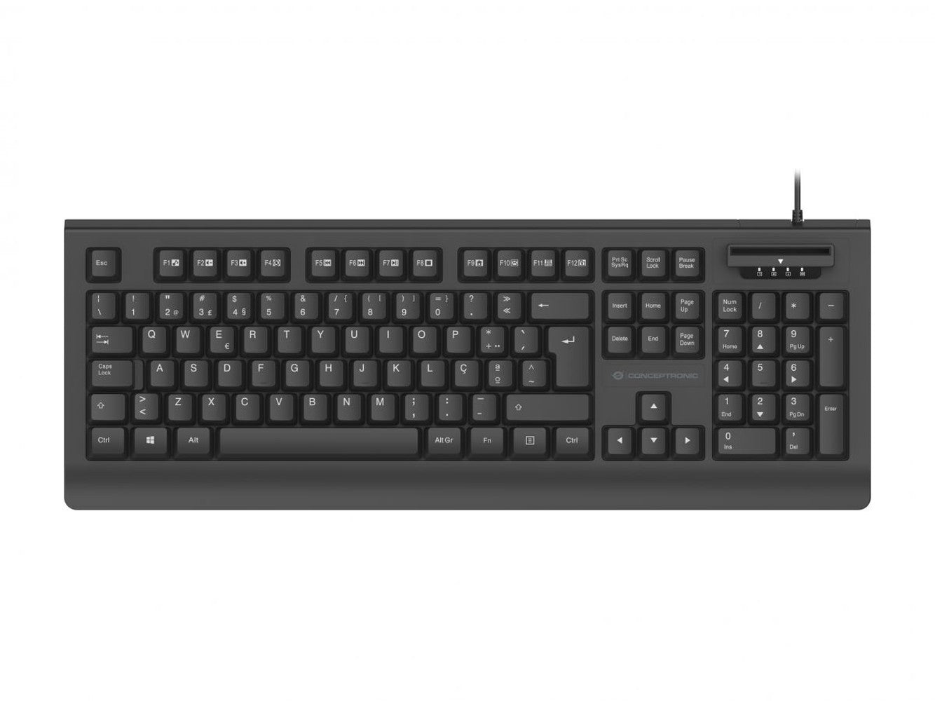 Conceptronic KAYNE01ES USB mit Smart ID - Kartenleser - Spanisches Layout - Volle Größe (100%) - Kabelgebunden - USB - QWERTY - Schwarz - Tastatur