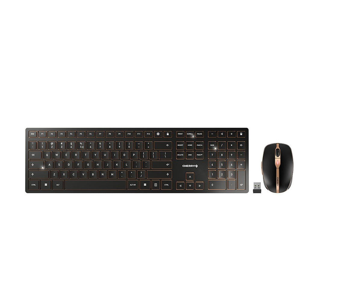 Cherry DW 9000 SLIM - Volle Größe (100%) - Kabellos - RF Wireless + Bluetooth - QWERTY - Schwarz - Maus enthalten - Tastatur