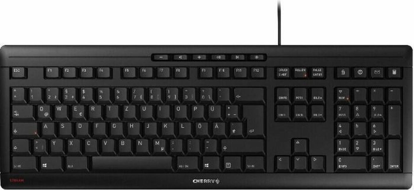 Cherry STREAM KEYBOARD - Volle Größe (100%) - Kabelgebunden - USB - Mechanischer Switch - QWERTZ - Schwarz - Tastatur