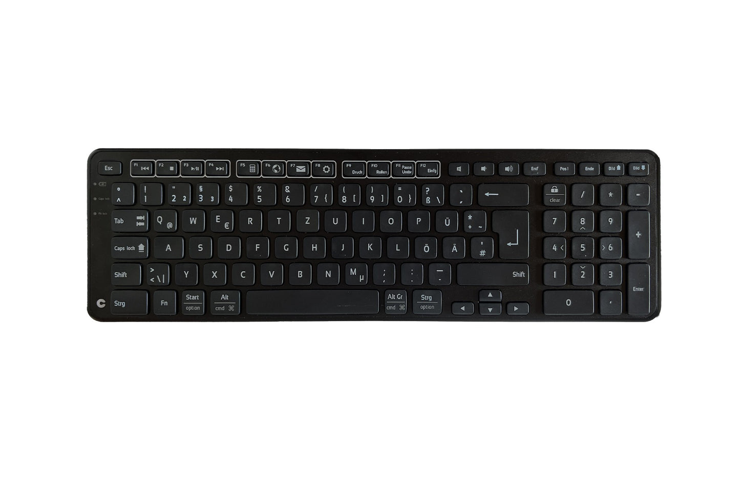 Contour Design Balance Keyboard BK - Drahtlose Tastatur - DE Version - Volle Größe (100%) - Verkabelt & Kabellos - RF kabellos + USB - QWERTZ - Schwarz - Tastatur