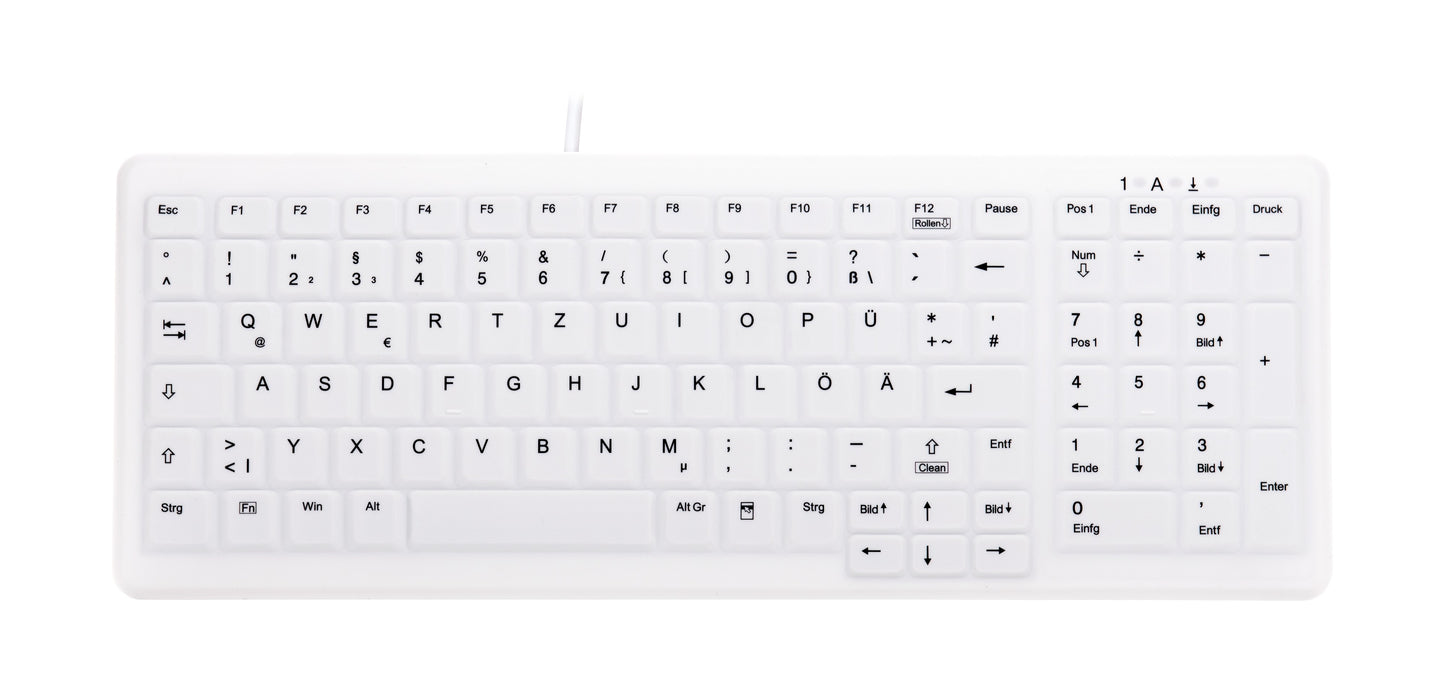 Active Key Contour Design Active Key Contour ClassicClean Medizinische Tastatur Abnehmbare Abdeckung Kompakt Kabelgebunden Weiß DE C7000 - Volle Größe (100%) - Kabelgebunden - USB - Scherenschalter - QWERTZ - Weiß - Tastatur