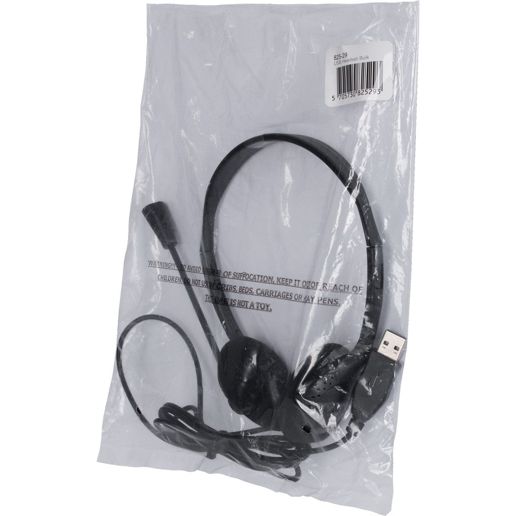 SANDBERG USB Headset Bulk - Kabelgebunden - Anrufe/Musik - 20 - 20000 Hz - 68 g - Kopfhörer - Schwarz - Headset