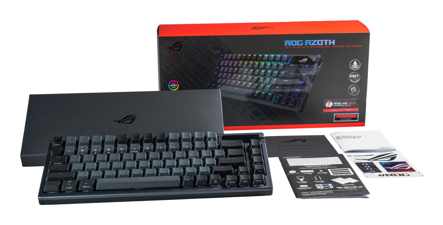 ASUS ROG Azoth - Verkabelt & Kabellos - USB + RF Wireless + Bluetooth - Mechanischer Switch - QWERTY - RGB - LED - Schwarz - Tastatur