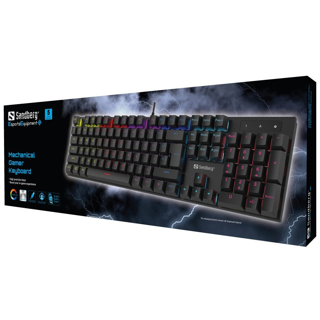 SANDBERG 640 - 31 - Kabelgebunden - USB - Mechanischer Switch - QWERTZ - RGB - LED - Schwarz - Tastatur