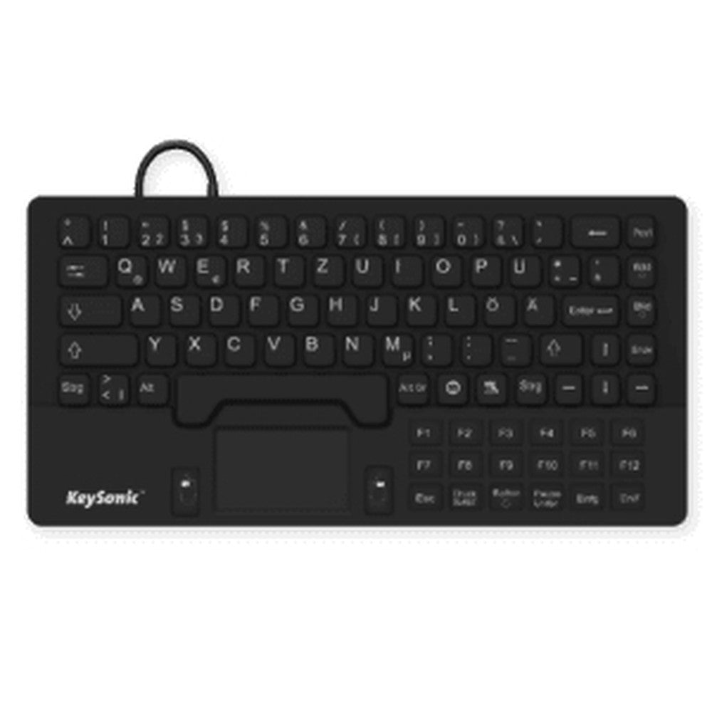 KeySonic KSK - 5031IN (UK) Industrie Tastatur - USB - Touchpad +2 Maustasten - schwarz - wasserdicht IP68 - Mini - Kabelgebunden - USB - Mechanischer Switch - QWERTY - Schwarz - Tastatur