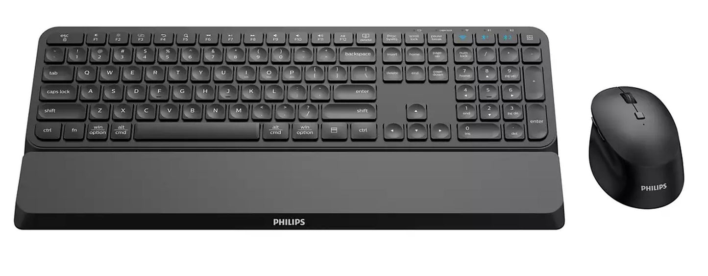 Philips 6000 series SPT6607B/26 - Volle Größe (100%) - Kabellos - RF Wireless + Bluetooth - QWERTZ - Schwarz - Maus enthalten - Tastatur