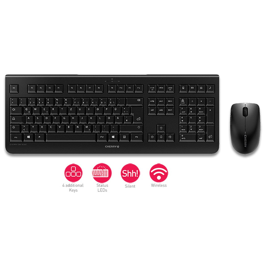 Cherry DW 3000 - Volle Größe (100%) - Kabellos - RF Wireless - QWERTZ - Grau - Maus enthalten - Tastatur