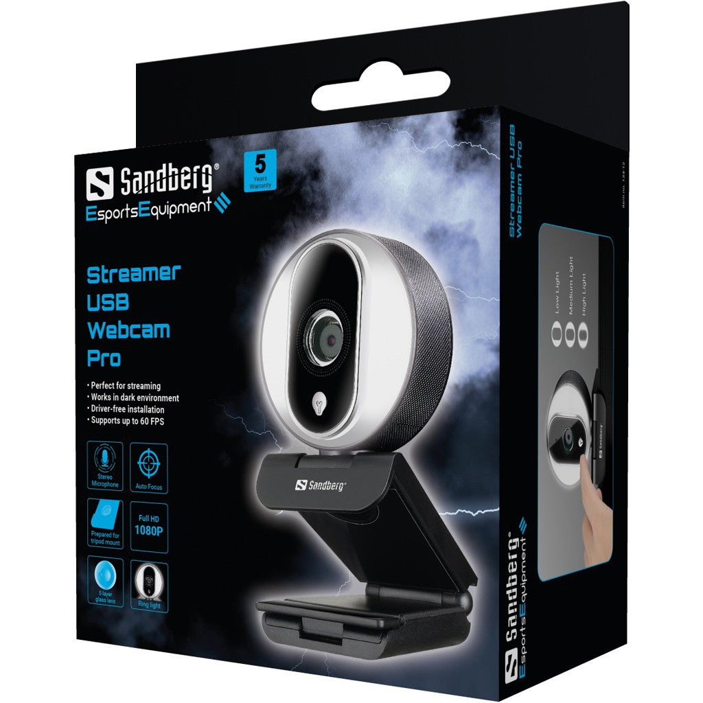 SANDBERG Streamer USB Webcam Pro - 2 MP - 1920 x 1080 Pixel - Full HD - 60 fps - 1280x720@60fps - 1920x1080@30fps - 720p - 1080p - Webcam
