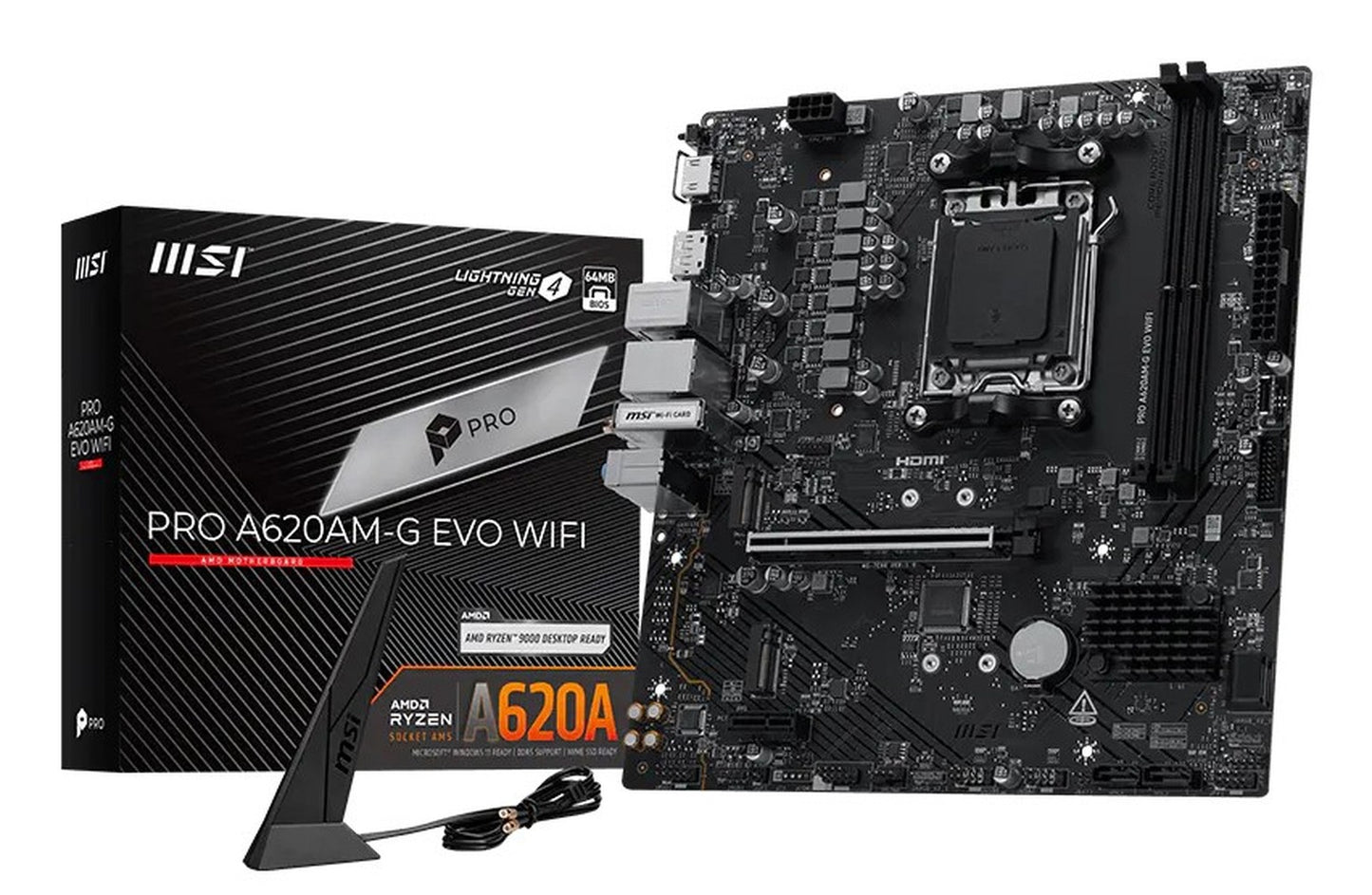 MSI Pro A620AM - G EVO WIFI, AMD, Sockel AM5, AMD Ryzen 7000 Series, AMD Ryzen 800... - AMD Sockel AM5 (Ryzen Zen4) - Mainboard