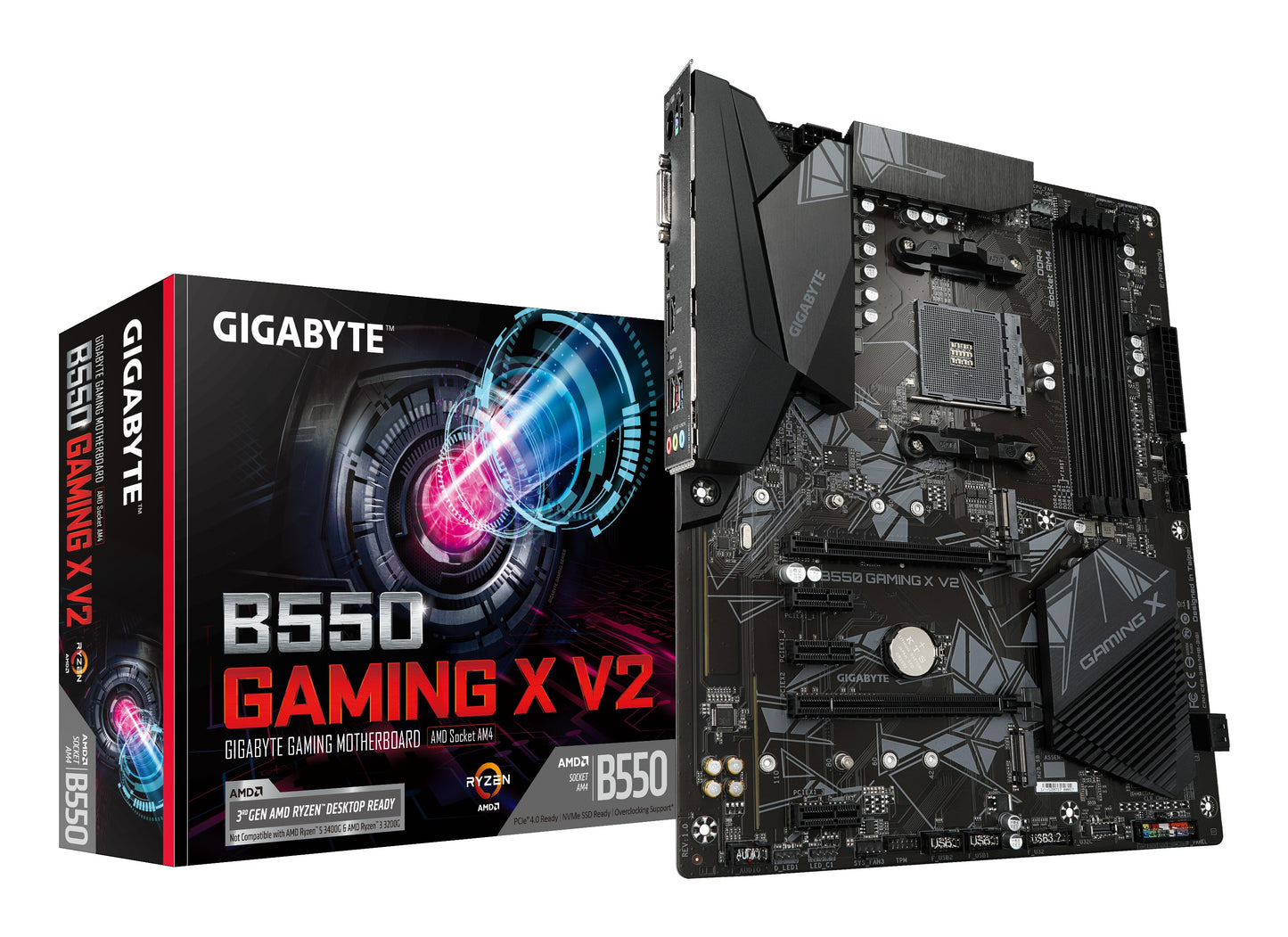 Gigabyte B550 Gaming X V2 - AMD - Socket AM4 - 3rd Generation AMD Ryzen™ 3 - 3rd Generation AMD Ryzen 5 - 3rd Generation AMD Ryzen™ 7 - 3rd... - DDR4 - SDRAM - 128 GB - DIMM - Mainboard