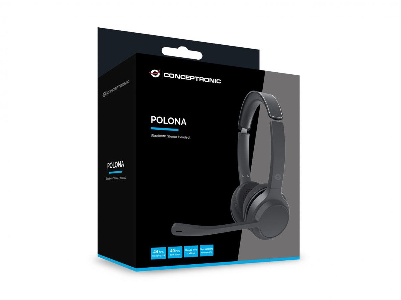 Conceptronic POLONA04B Bluetooth - Stereo - Verkabelt & Kabellos - Anrufe/Musik - 170 g - Kopfhörer - Schwarz - Headset