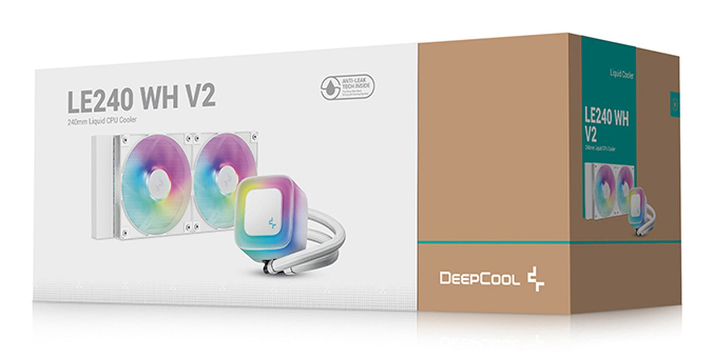 Deepcool Le240 WH V2 - Prozessor - Fluessigkeitskühlsystemgroesse 240 mm - fuer LGA1700 - AMD Sockel AM4 (Ryzen) - AMD Sockel AM5 (Ryzen Zen4) - Kühler