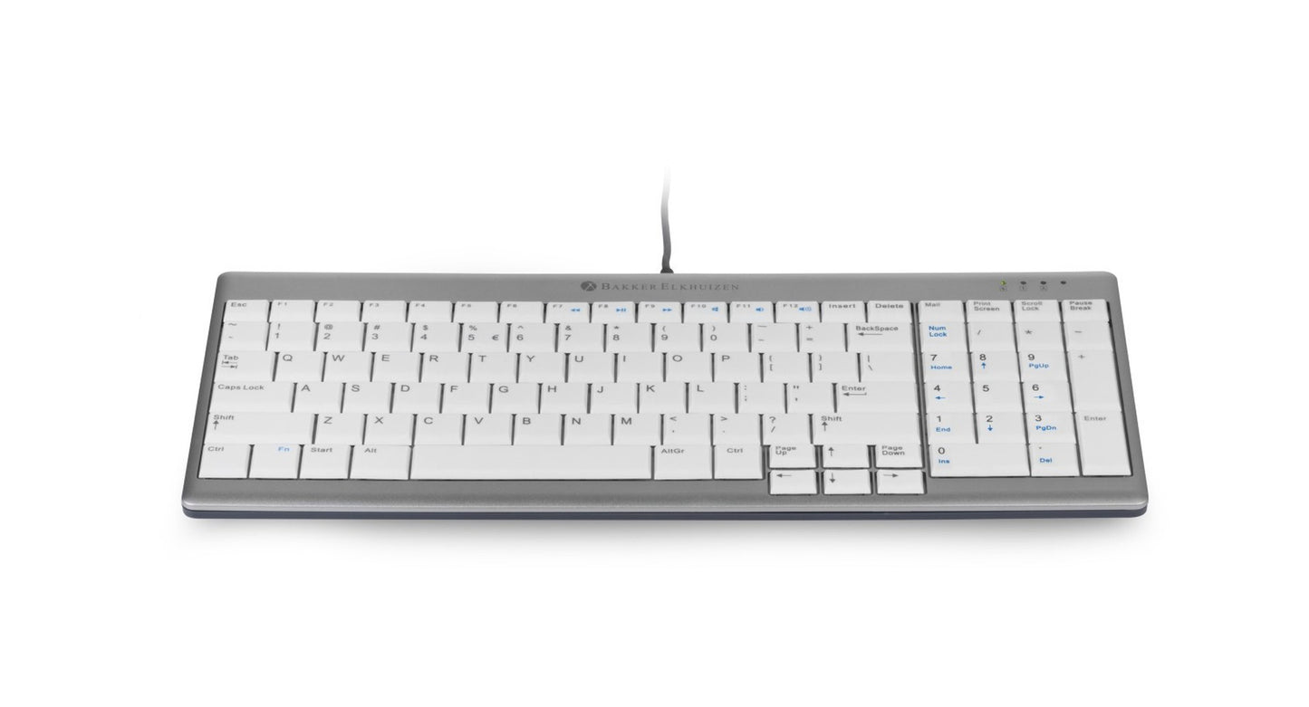 Bakker UltraBoard 960 Standard Compact - Mini - Kabelgebunden - USB - QWERTZ - Silber - Weiß - Tastatur