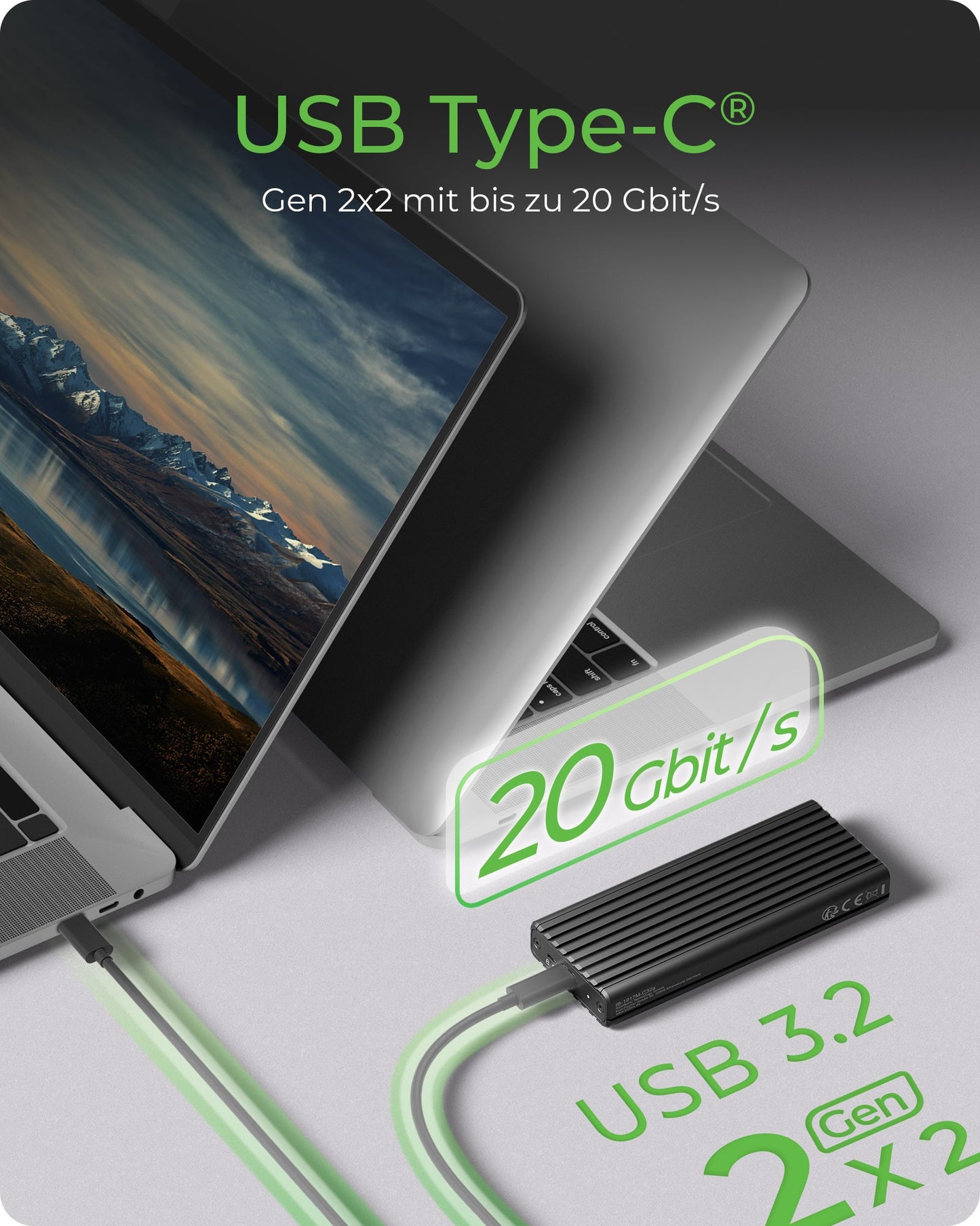 ICY BOX IB - 1917M - C32a Speichergehäuse M.2 NVMe USB - C - USB Typ C - USB 3.0 - Gehäuse
