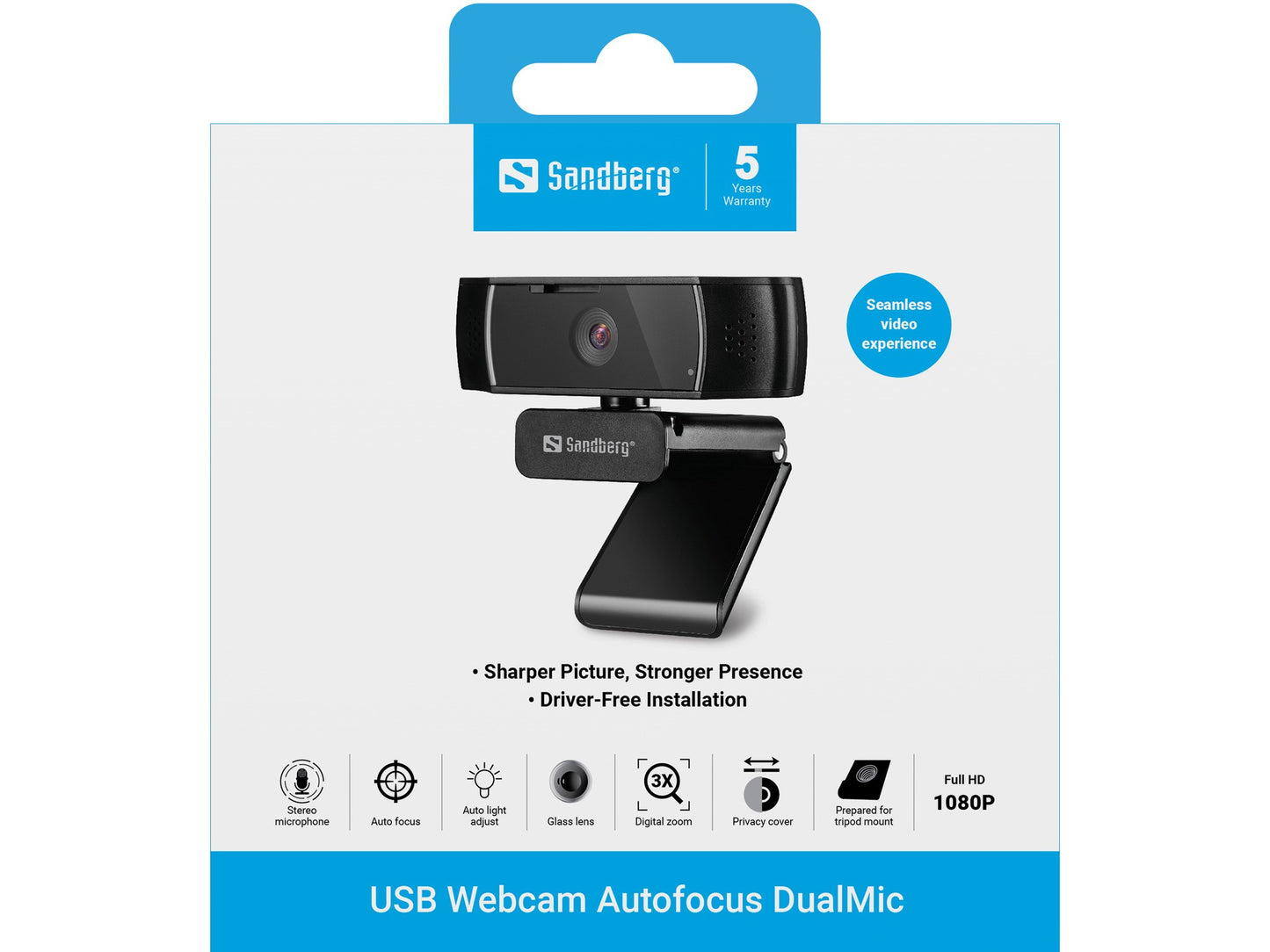 SANDBERG 134 - 38 - 2,07 MP - 1920 x 1080 Pixel - Full HD - 30 fps - 70° - 70° - Webcam