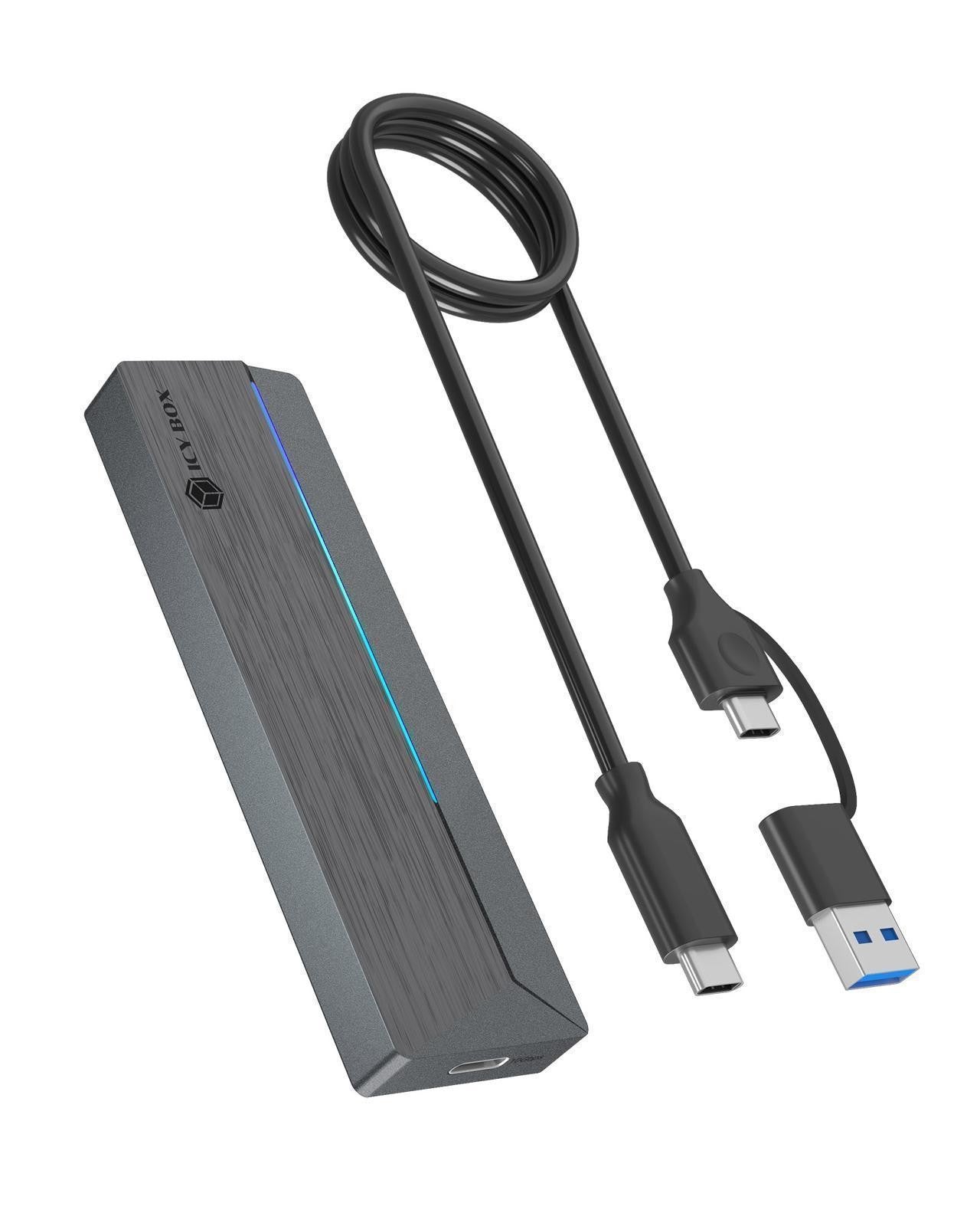 ICY BOX Gehäuse extern M.2 NVMe Ssd RGB 10Gbps USB3.2 Gen2 Type - C Host - Usb 3 - USB 3.0 - Gehäuse