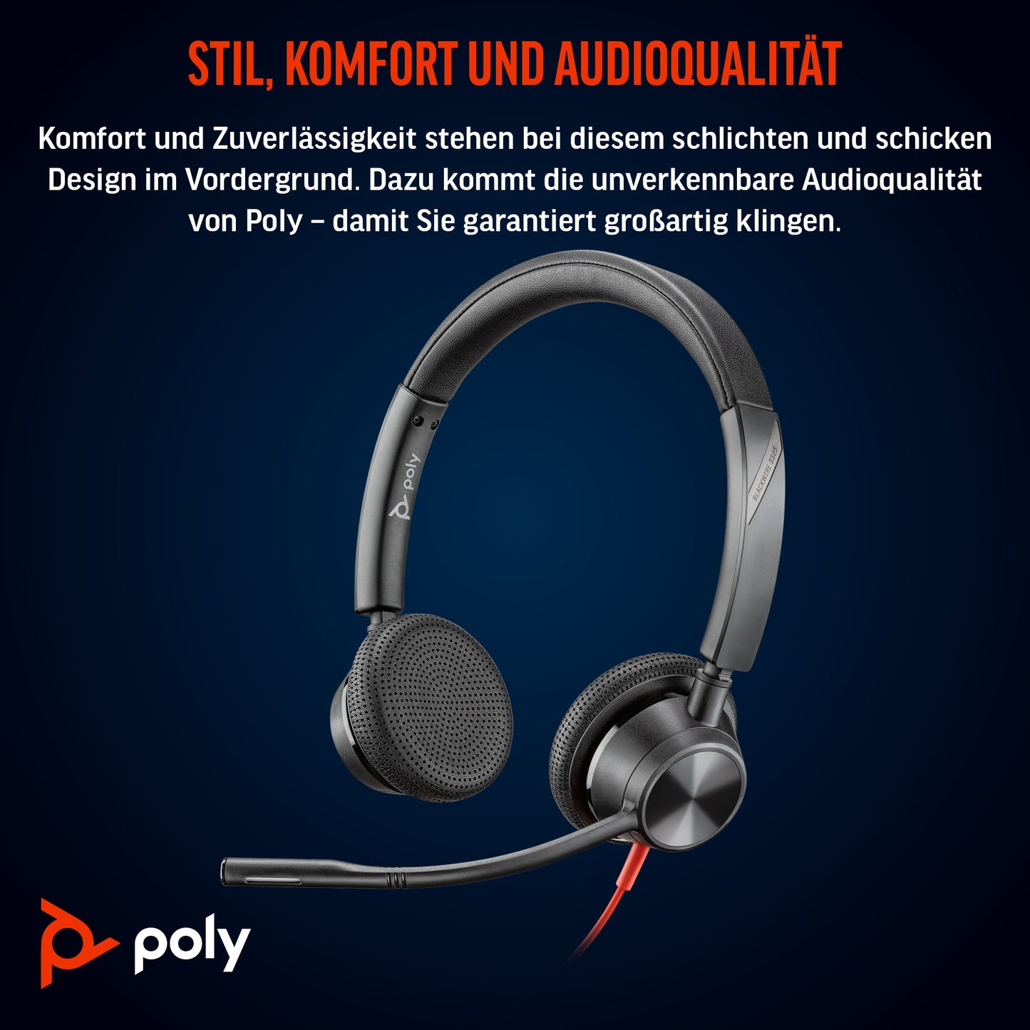 Poly HP Poly Blackwire 3325 USB - C Stereo - zertifiziert für Microsoft Teams - + 3,5 - mm - Stecker + USB - C/A - Adapter - Kabelgebunden - Büro/Callcenter - 131 g - Kopfhörer - Schwarz - Headset