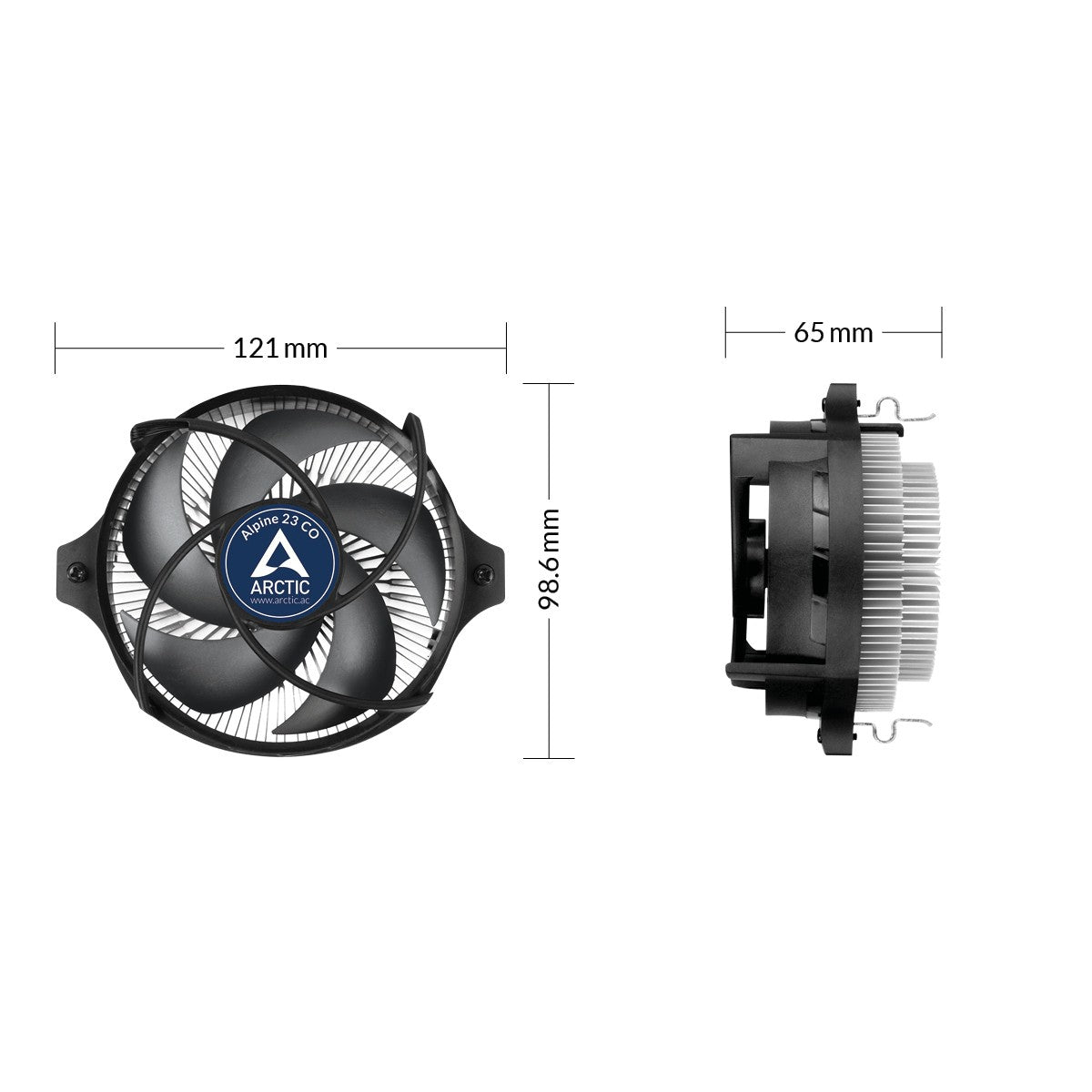 Arctic Alpine 23 CO - Kompakter AMD CPU für den Dauerbetrieb - Luftkühlung - 9 cm - 200 RPM - 2700 RPM - 0,3 Sone - Aluminium - Schwarz - Kühler