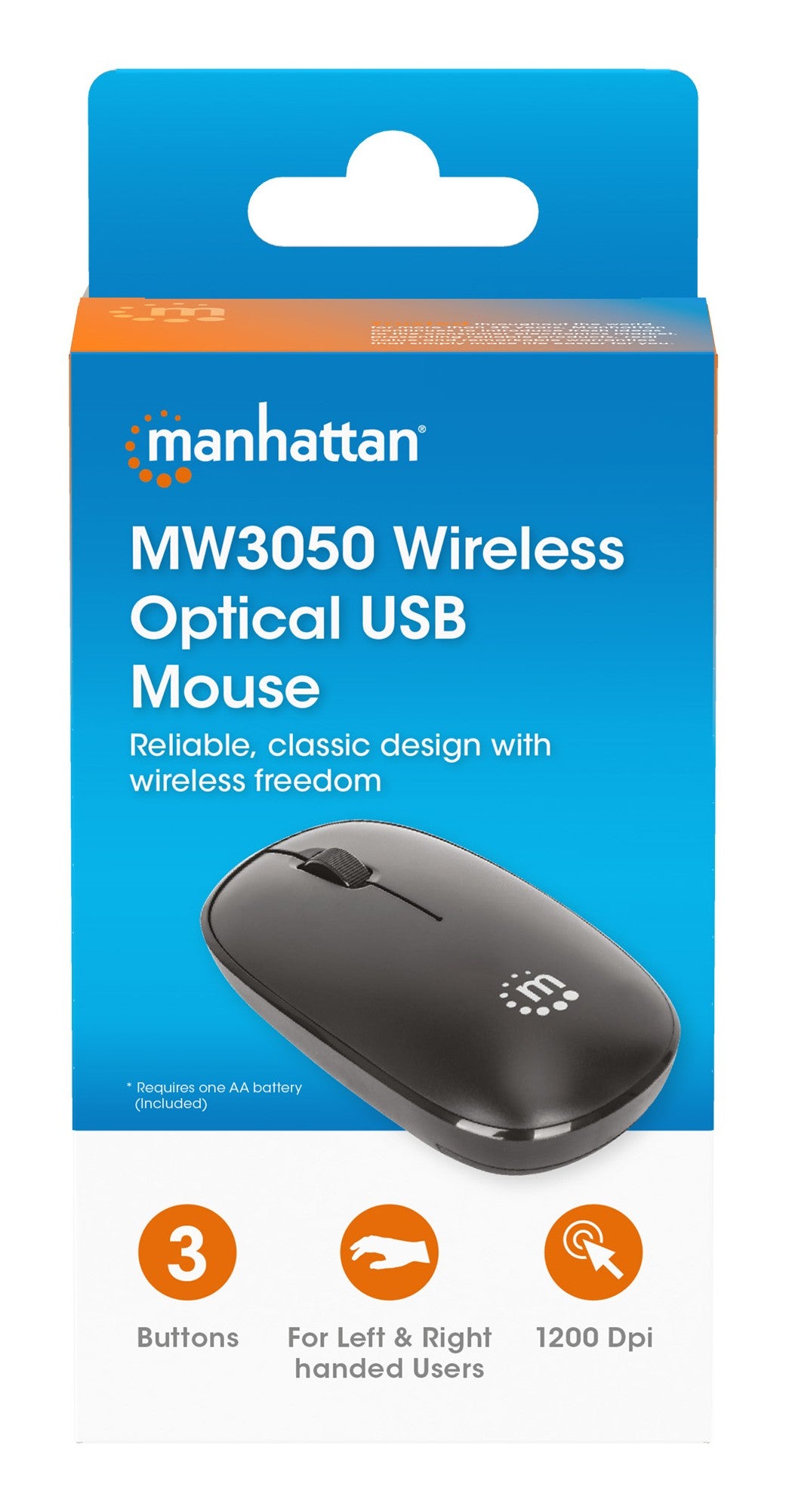 Manhattan MW3050 Kabellose USB Mausrad schwarz - 1.200 dpi - Maus