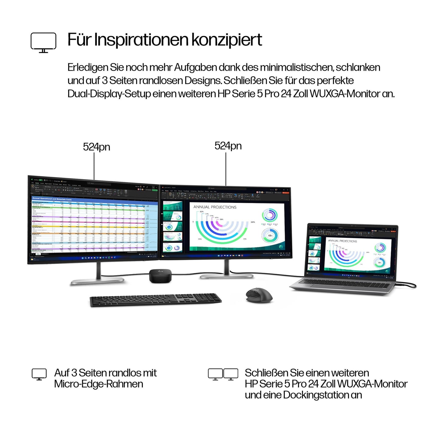HP 524pn Series 5 Pro WUXGA - 24'' Monitor - 61 cm - Monitor