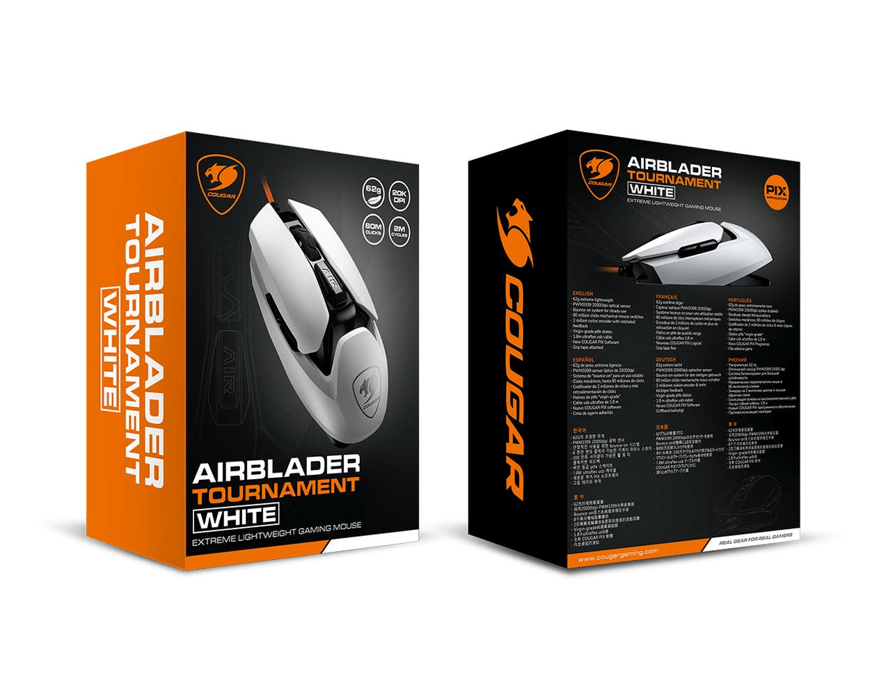 Cougar Gaming Maus AirBlader Tournament Kabelgebunden Weiß - Optisch - Maus
