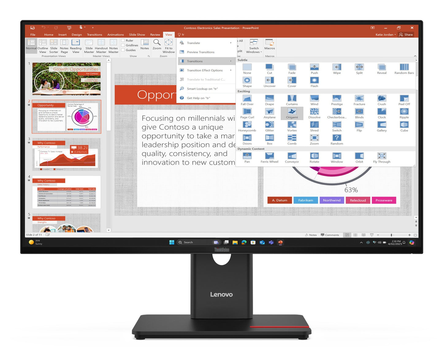 Lenovo ThinkVision T27 - 68,6 cm/27" Flachbildschirm (TFT/LCD) - 1.920x1.080 IPS - Monitor