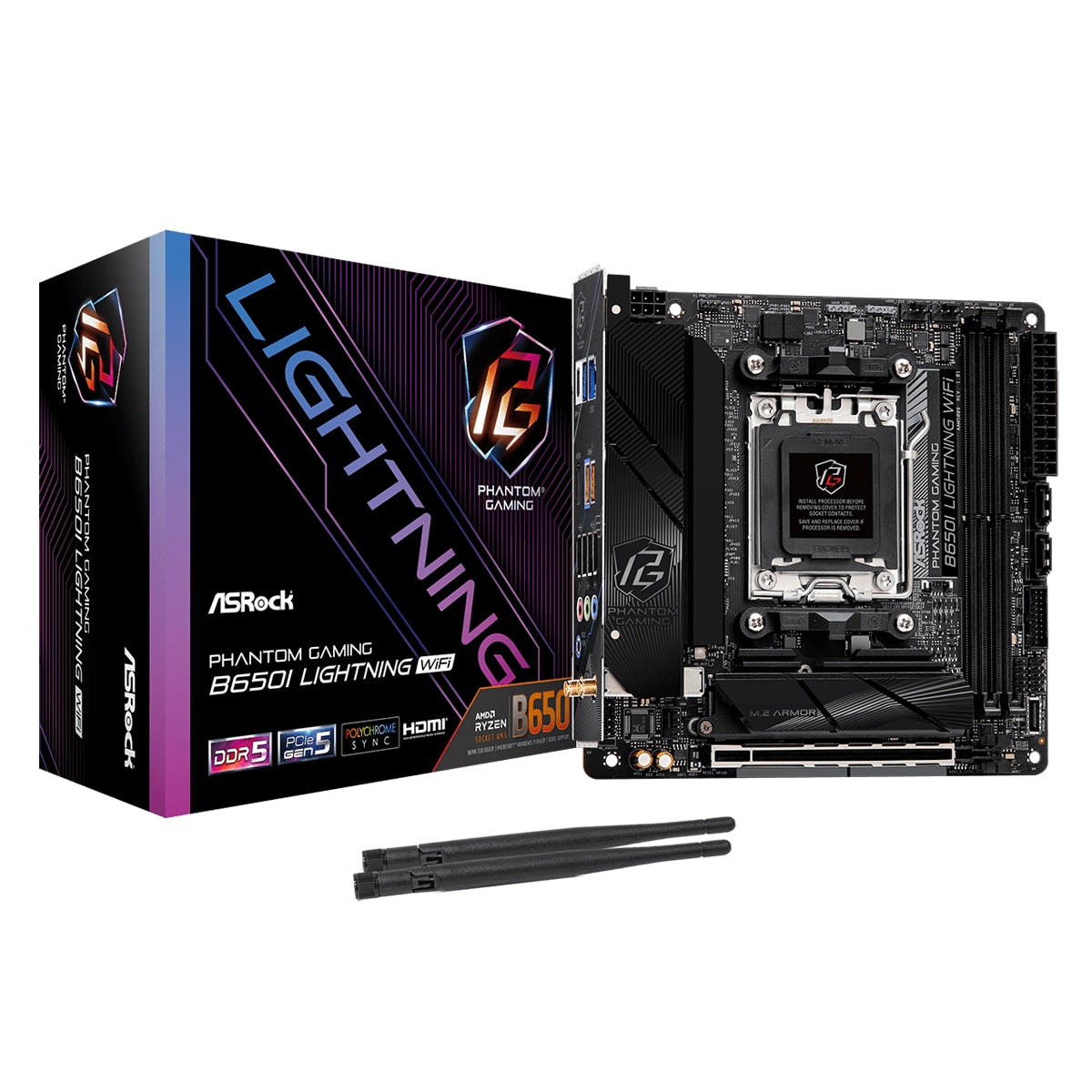 ASRock B650I Lightning WiFi - AMD - Sockel AM5 - AMD Ryzen 7000 Series - DDR5 - SDRAM - 96 GB - DIMM - Mainboard