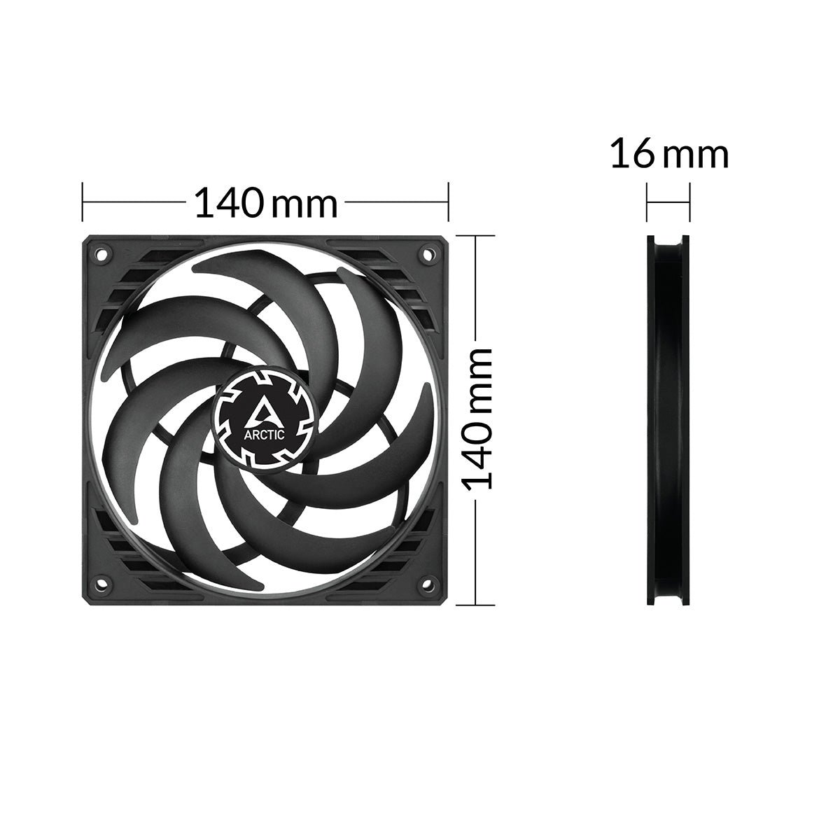 Arctic P14 Slim PWM PST 140 mm PWM Lüfter optimiert für statischen Druck mit integriertem Y - Kabel - Ventilator - 14 cm - 1800 RPM - 0,3 Sone - 52 cfm - 88,35 m³/h - Kühler