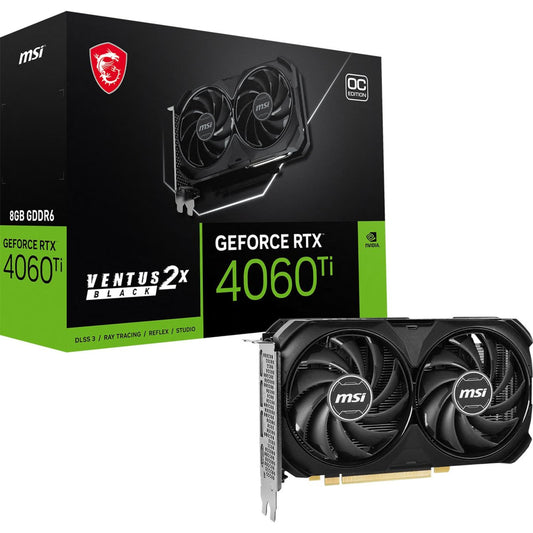 MSI - GeForce RTX 4060 Ti VENTUS 2X BLACK 8G OC, Grafikkarte