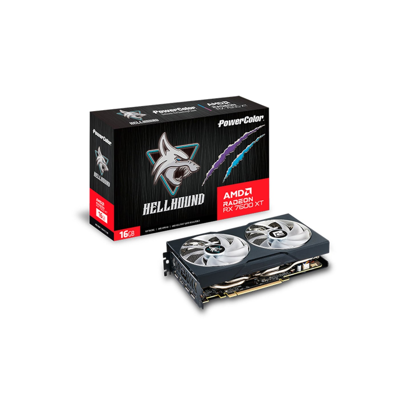 PowerColor - Radeon RX 7600 XT Hellhound 16GB OC, Grafikkarte