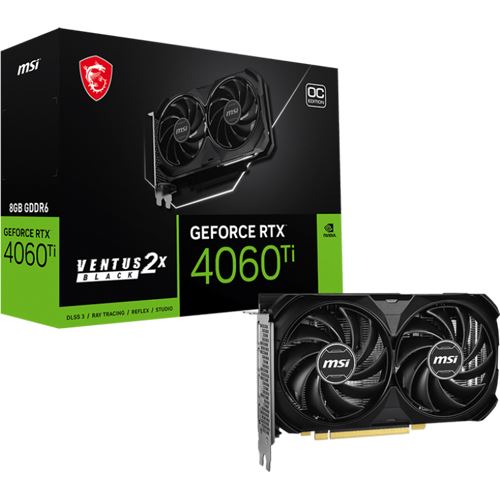 MSI - GeForce RTX 4060 Ti VENTUS 2X BLACK E1 OC, Grafikkarte