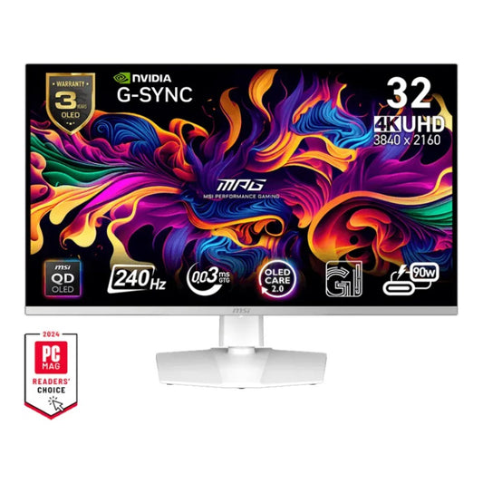 MSI - MPG 321URXWDE QD-OLED , weiß, UltraHD/4K, QD-OLED, Adaptive-Sync, USB-C, 240Hz Panel) - Monitor