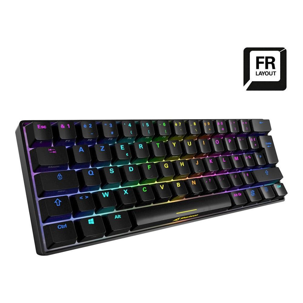 Sharkoon SGK50 S4 - 60% - Kabelgebunden - USB - AZERTY - RGB - LED - Schwarz - Tastatur
