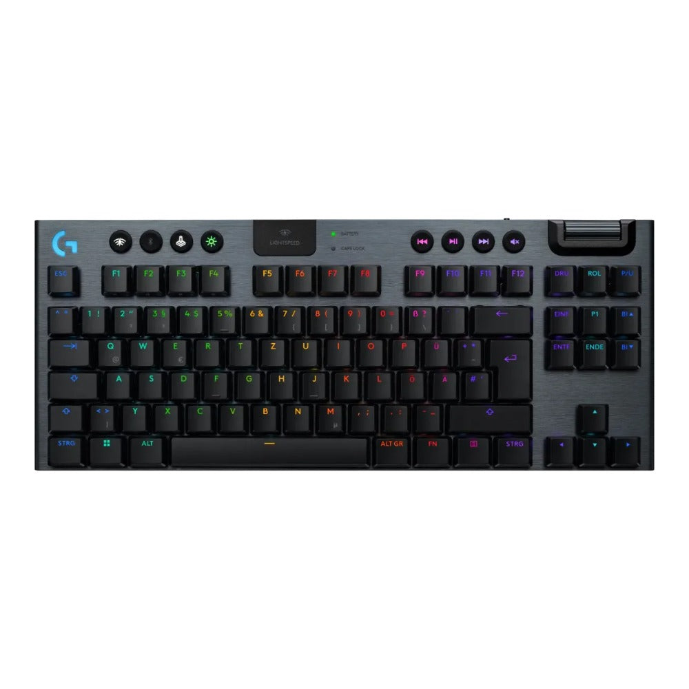 Logitech G915 X LIGHTSPEED, Verkabelt & Kabellos, USB+ RF Wireless+ Bluetooth, Mechanischer Switch, QWERTZ, LED, Schwarz - Tastatur